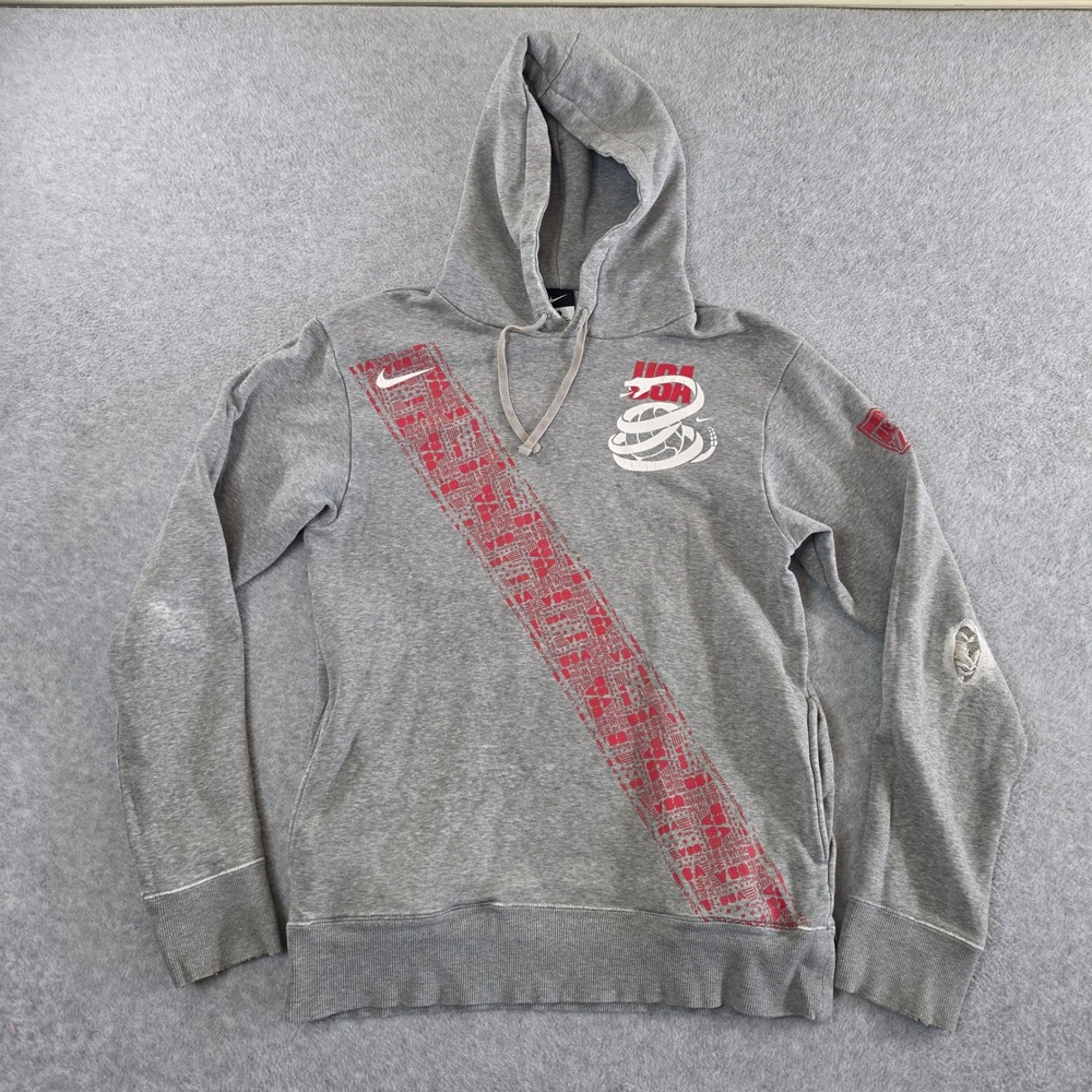 Nike Mens USA Soccer Snake Graphic Hoodie Gray Red Sash Pullover Small